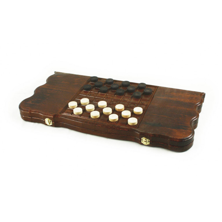 Összecsukható, tömör bükkfából készült backgammon 590*640, RS3, művészi faragás